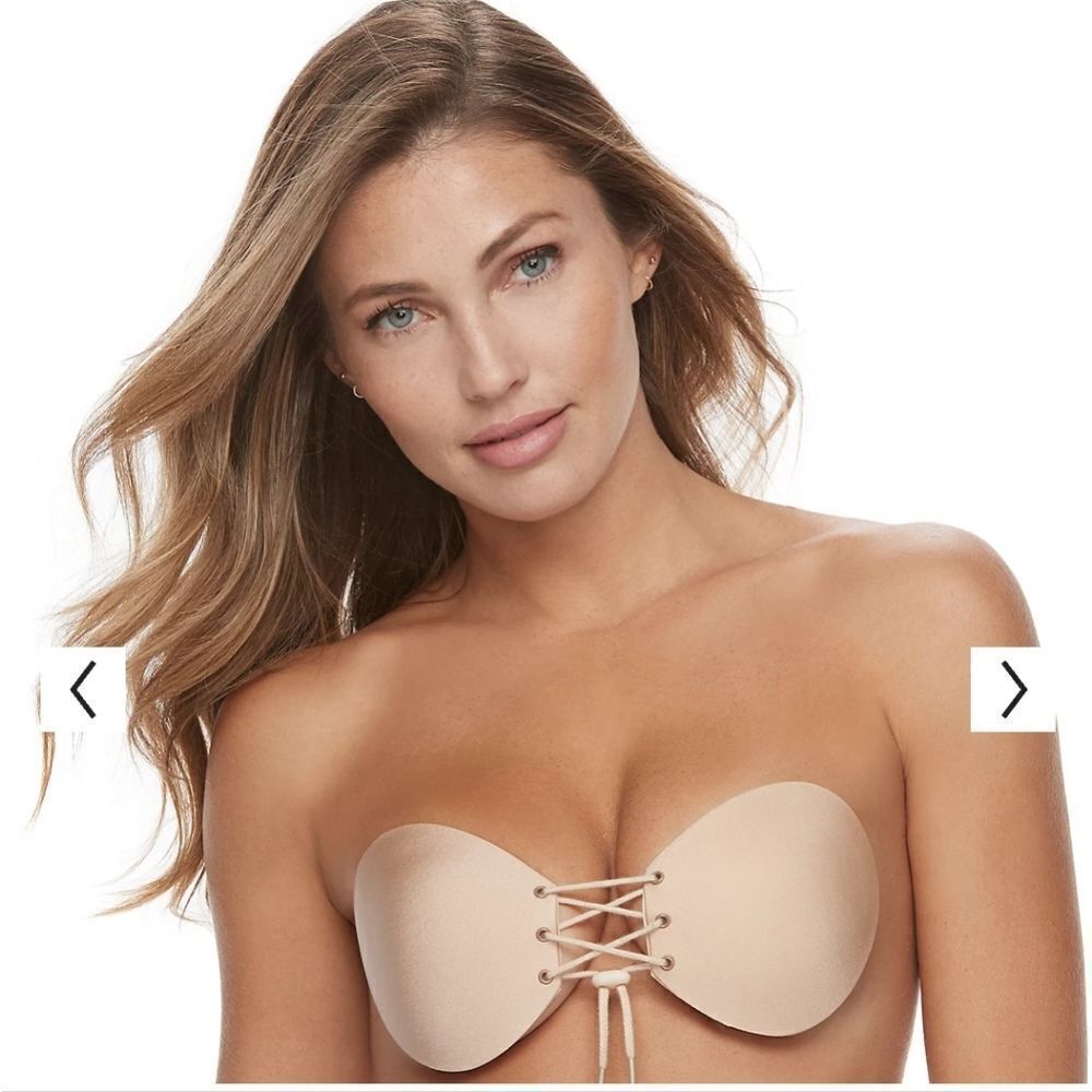 Maidenform Lace Up Adhesive Bra OS Cream Backless Strapless NWT
